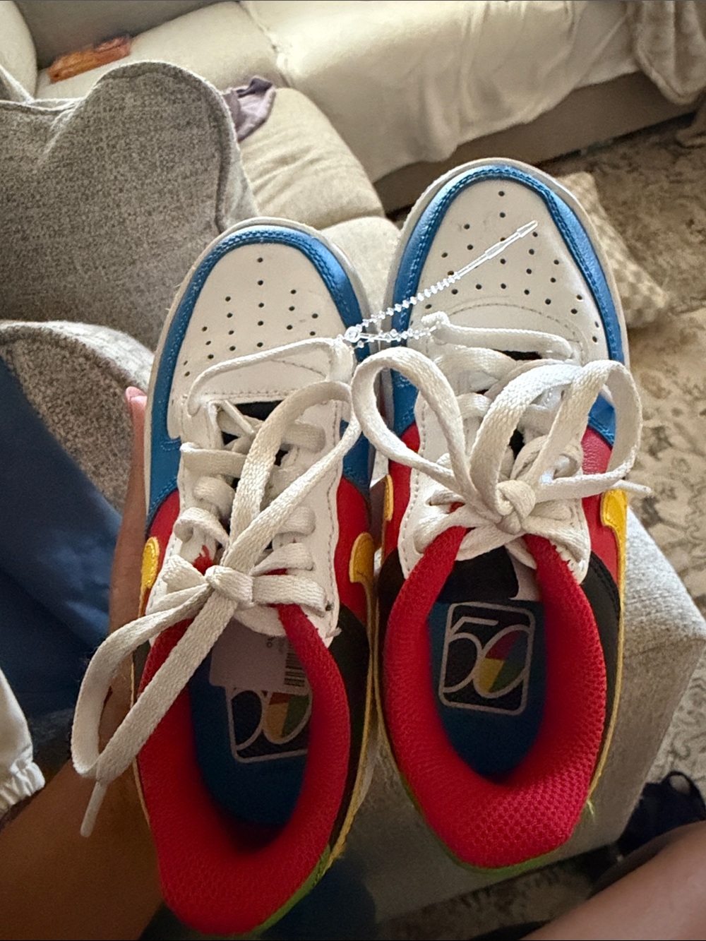 Nike Kids UNO Multi-Color Low-Top Sneakers - White, Blue, Red & Yellow